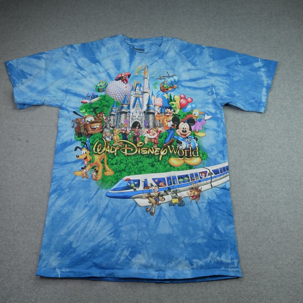 Disney T-Shirt Mens M Blue Graphic Walt Disney World Monorail Tie Dye